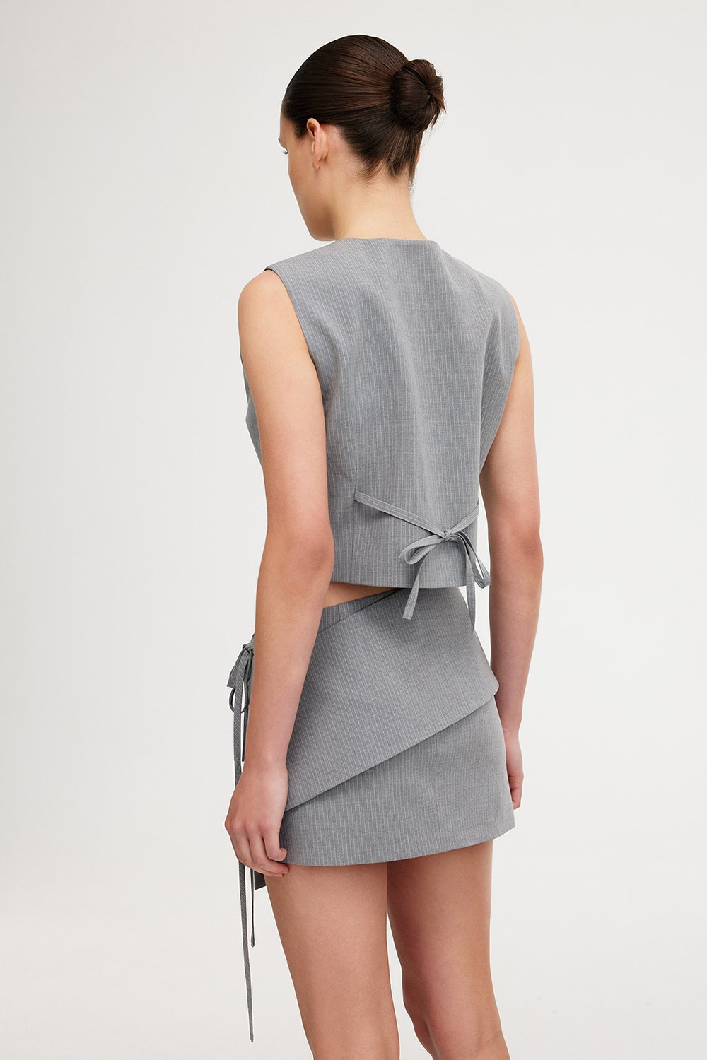 Significant Other Leighton Skirt - Charcoal Pinstripe