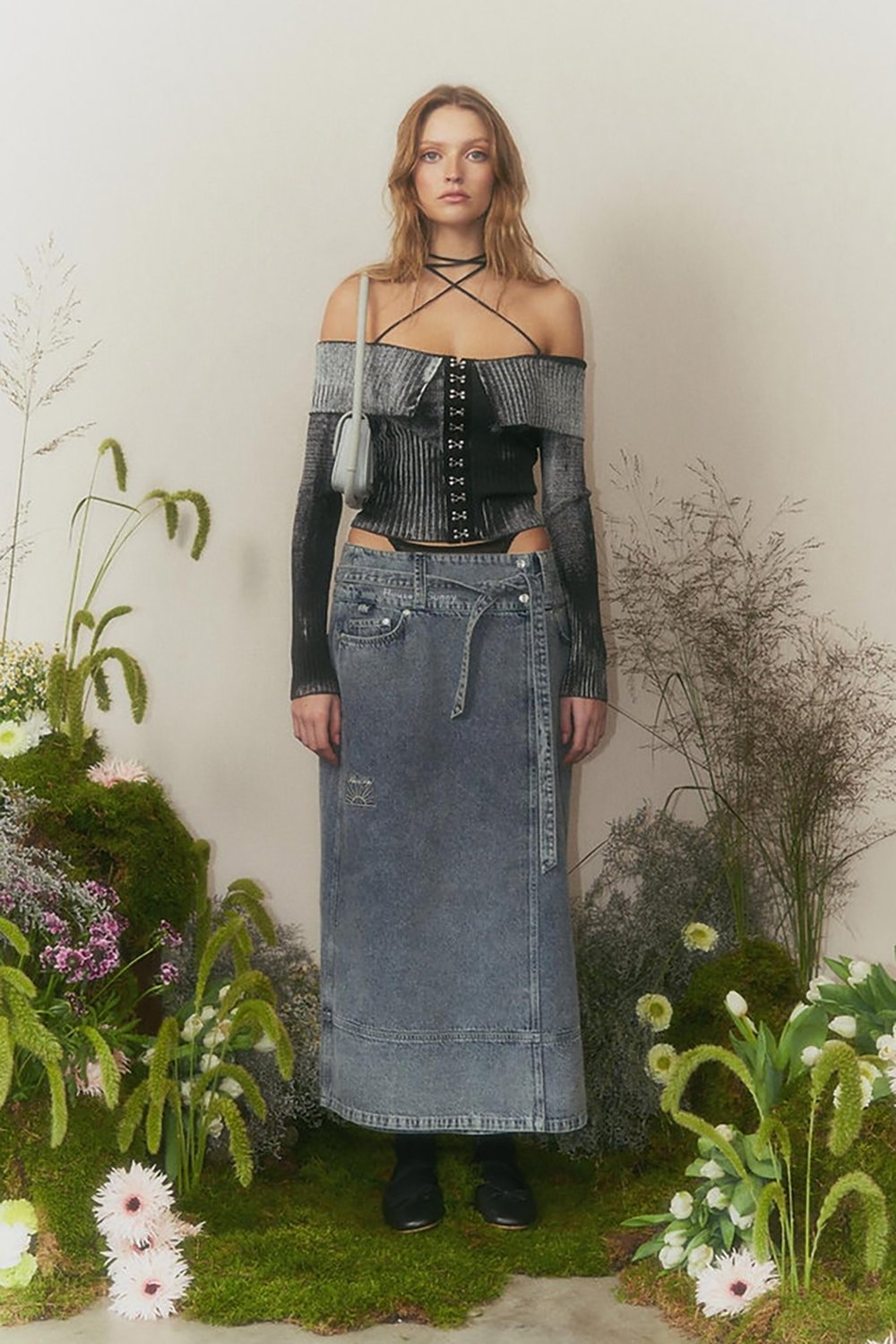 House of Sunny Low Rider Denim Skirt