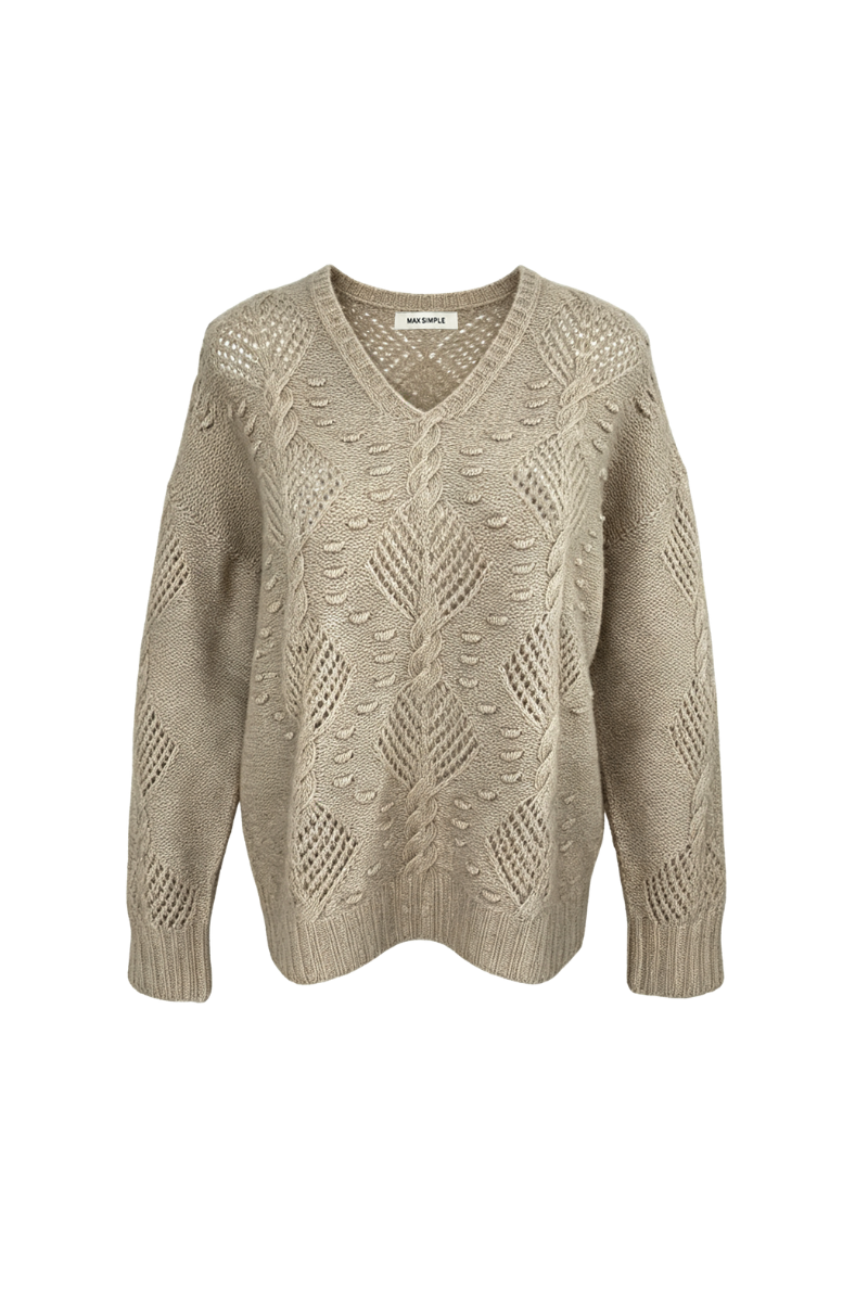 Max Simple V Neck Cashmere Pullover Taupe MSDH262563T