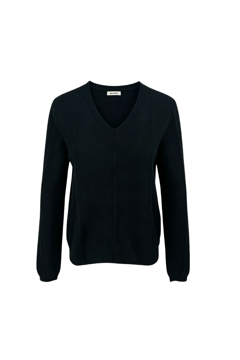 Max Simple V Neck Cashmere Pullover Black MSDH266515B