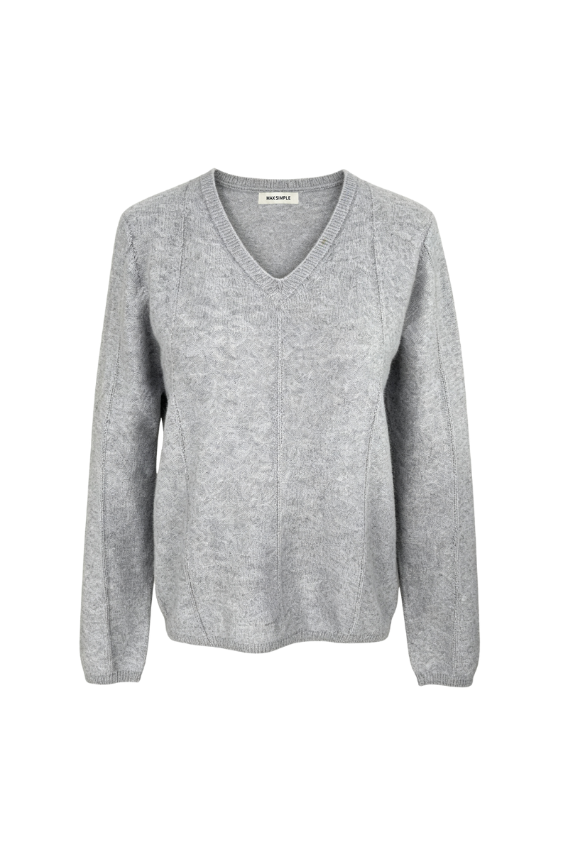 Max Simple V Neck Cashmere Pullover Light Grey MSDH266515L