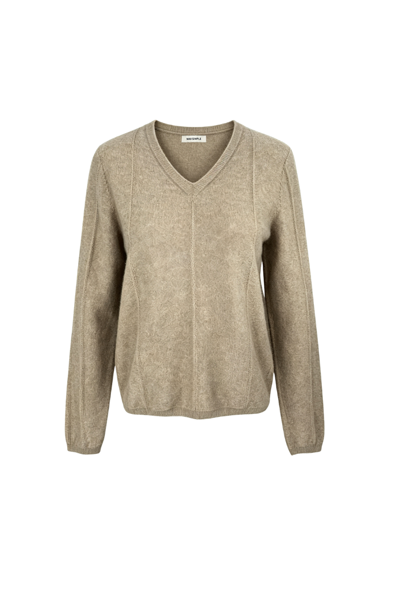Max Simple V Neck Cashmere Pullover Taupe MSDH266515T