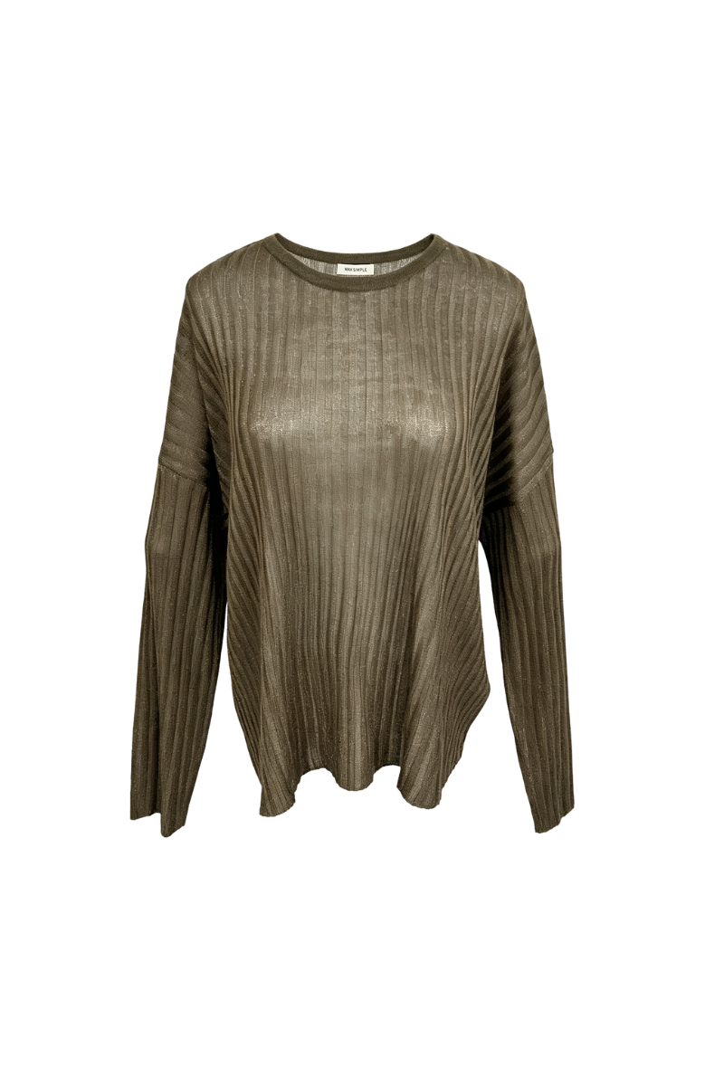 Max Simple Lurex Drop-Shoulder Top Coffee MSDM265271C