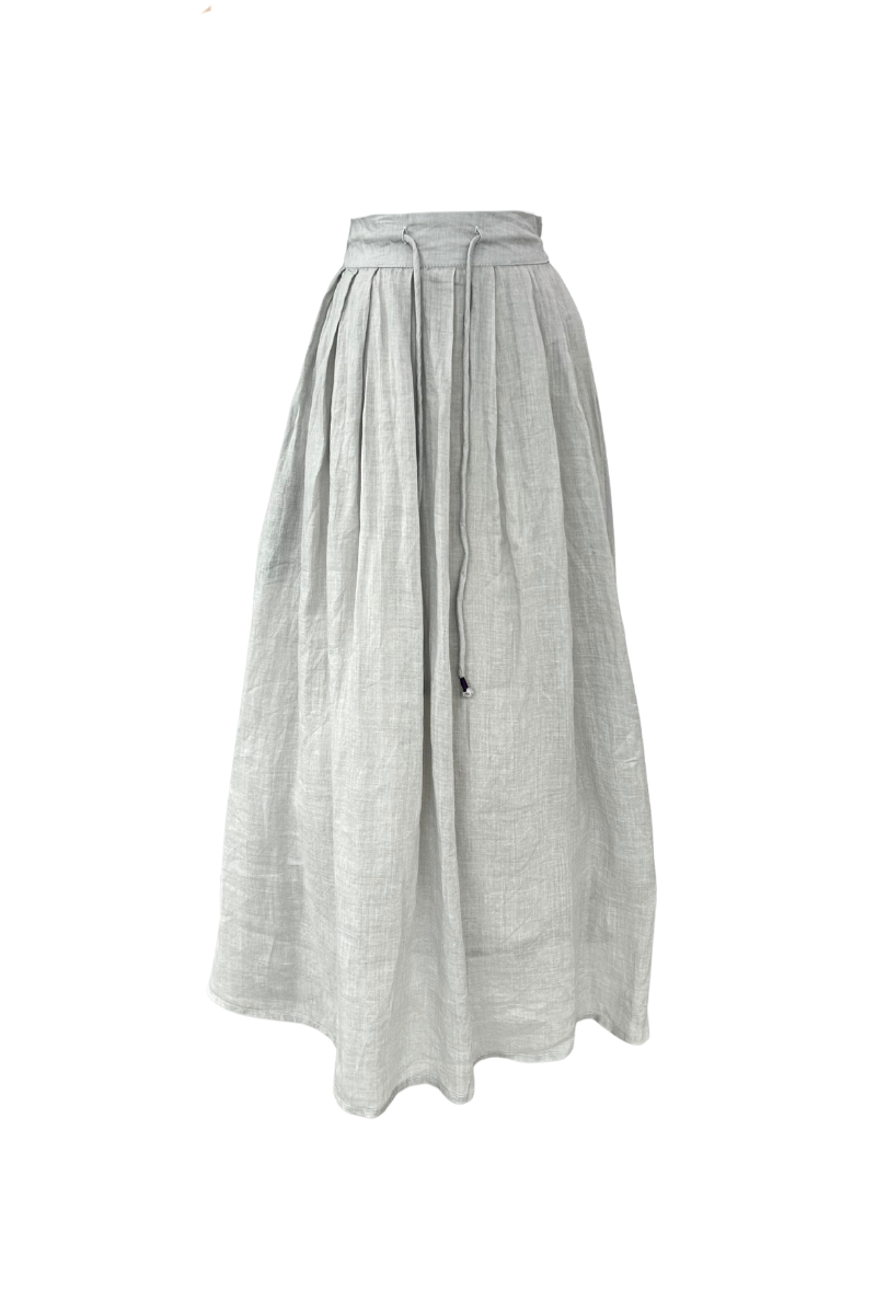 Max Simple Ramie Drawstring Skirt Grey MSDP262007G