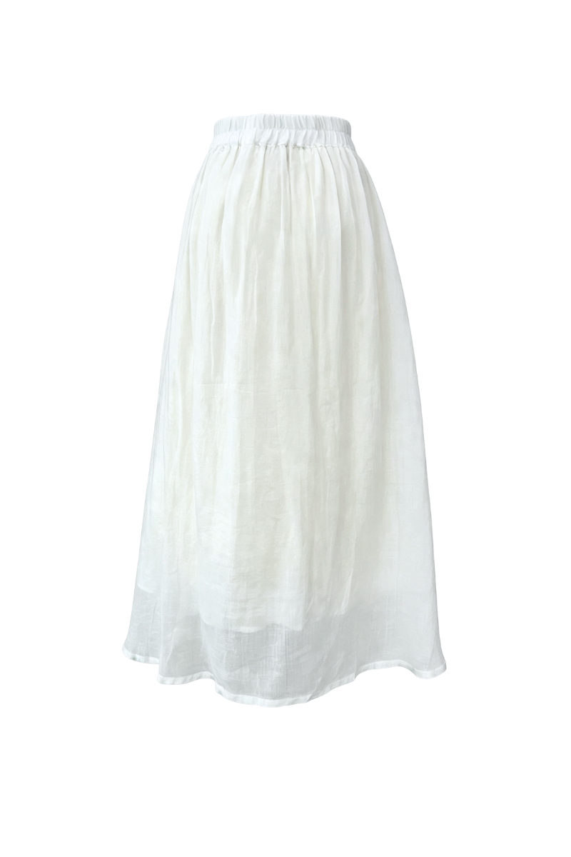 Max Simple Ramie Drawstring Skirt White MSDP262007W