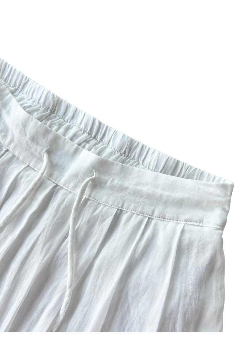 Max Simple Ramie Drawstring Skirt White MSDP262007W