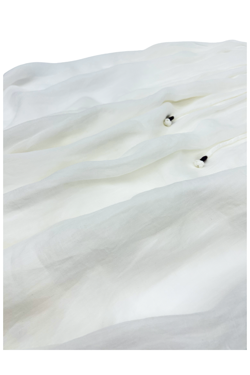 Max Simple Ramie Drawstring Skirt White MSDP262007W