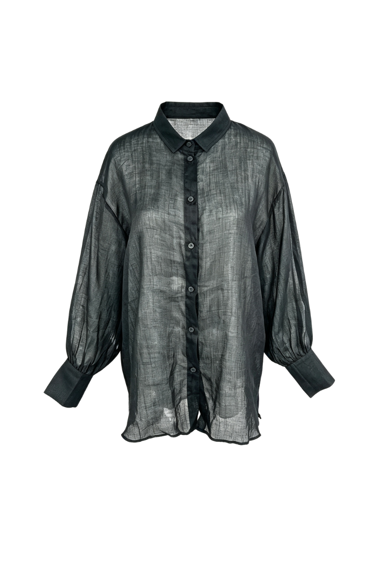 Max Simple Ramie Relaxed Shirt Black MSDP262352B