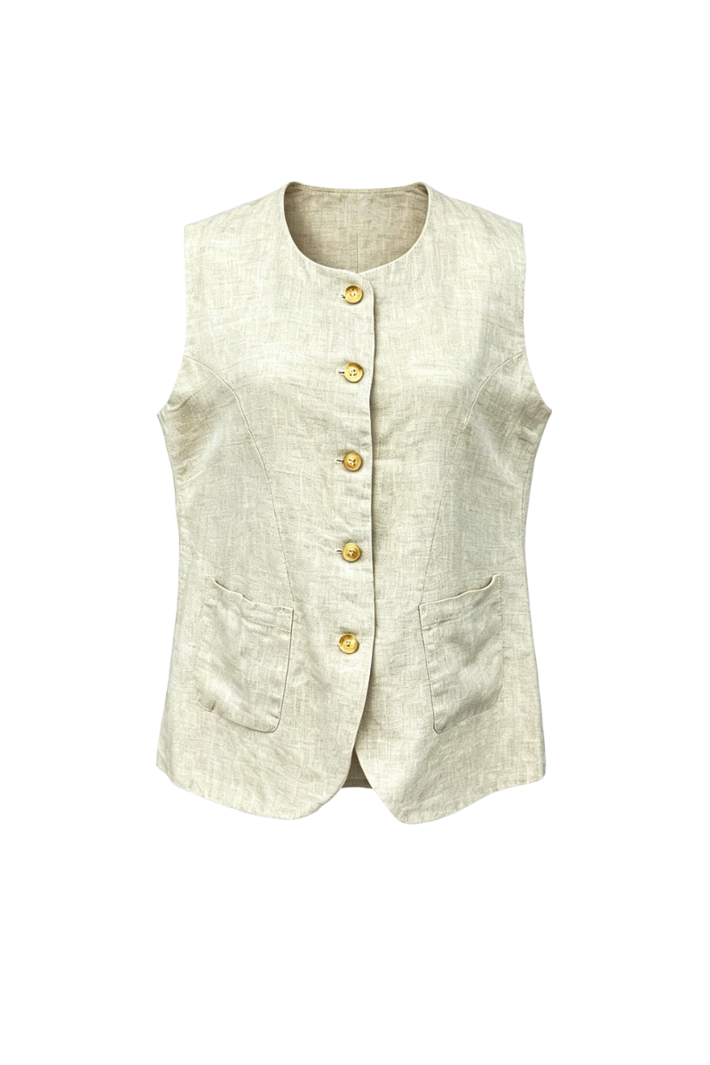 Max Simple Linen Vest Natural MSDP262377N