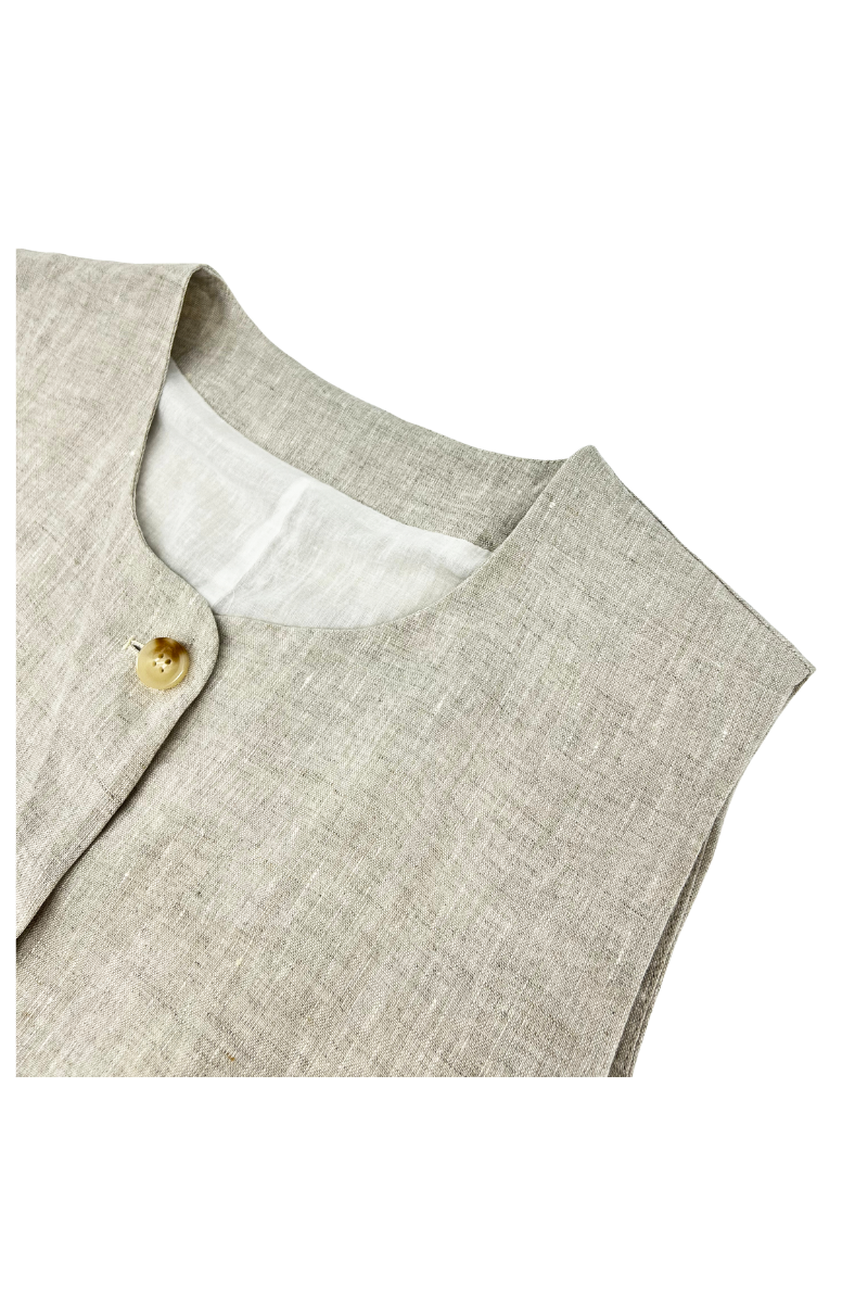 Max Simple Linen Vest Natural MSDP262377N