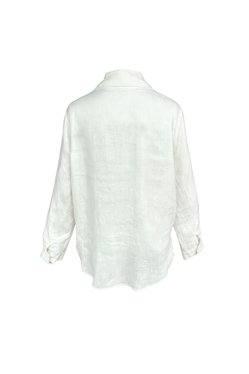 Max Simple Linen Relaxed Shirt White MSDP262382W