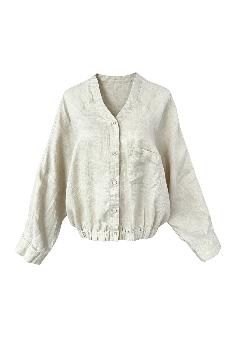 Max Simple Linen Overshirt Flax MSDP262509F