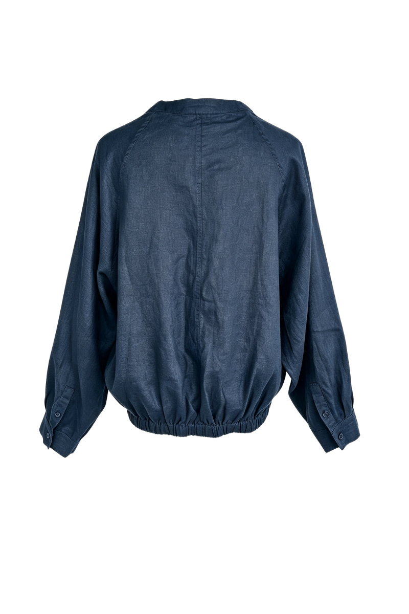 Max Simple Linen Overshirt Navy MSDP262509N