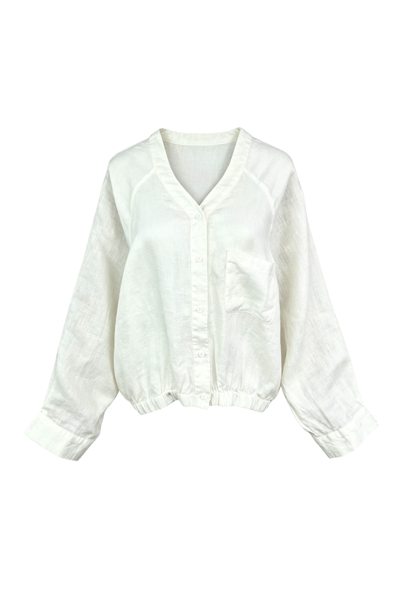 Max Simple Linen Overshirt White MSDP262509W