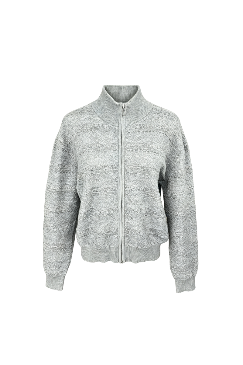 Max Simple Lace-Knit Wool Cardigan Grey MSHS266031G