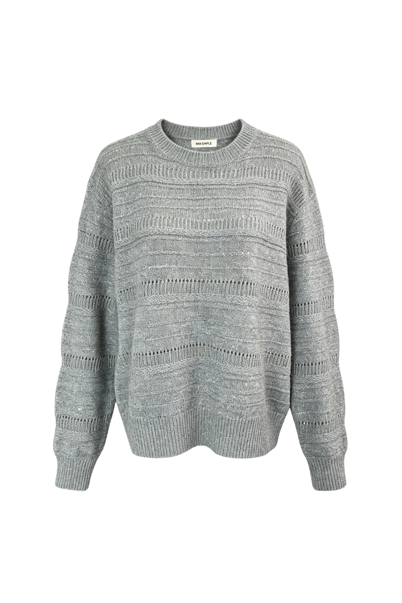 Max Simple Open Stitch Wool Sweater Grey MSHY261302G