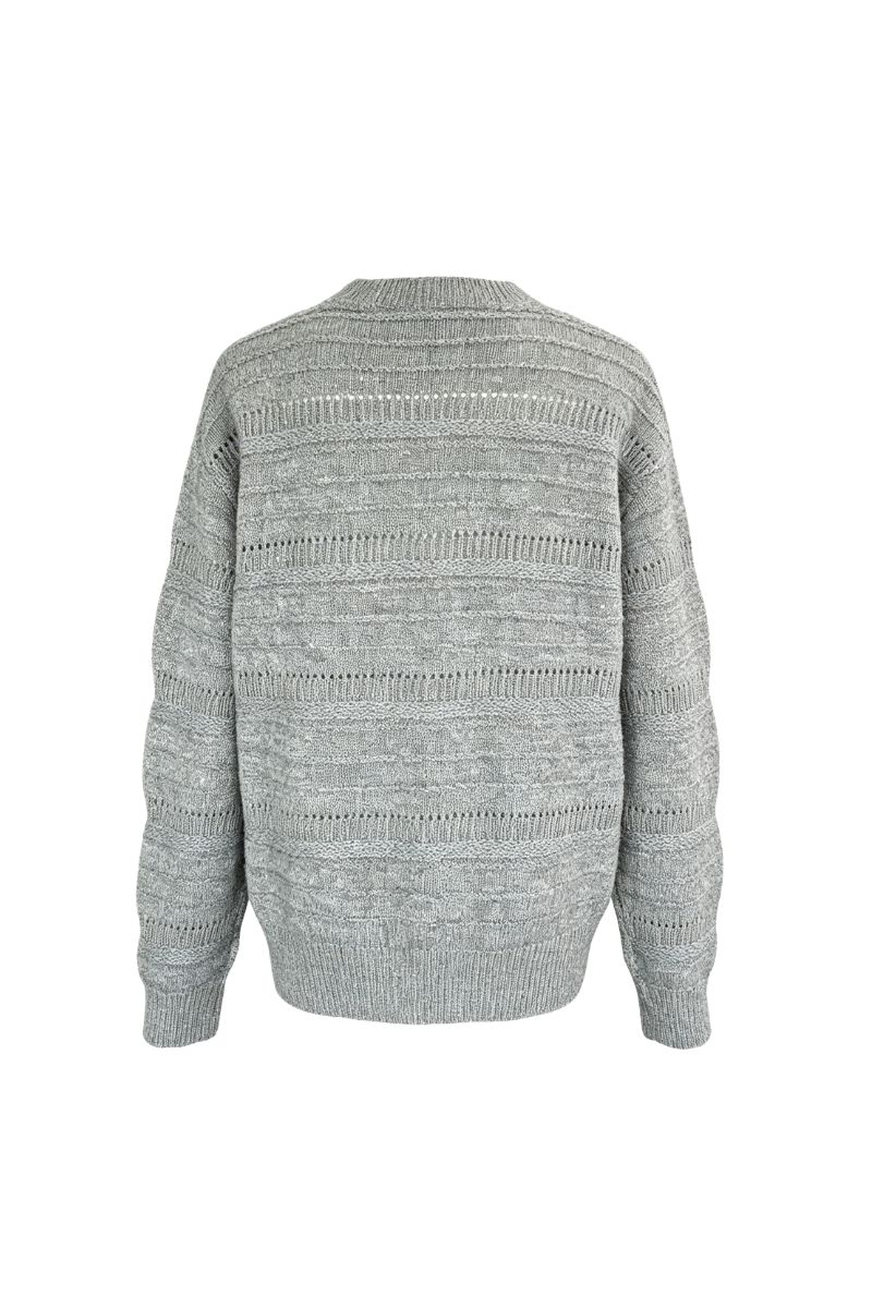 Max Simple Open Stitch Wool Sweater Grey MSHY261302G