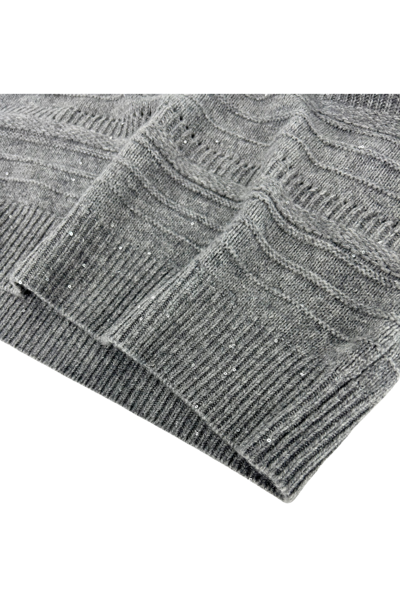 Max Simple Open Stitch Wool Sweater Grey MSHY261302G