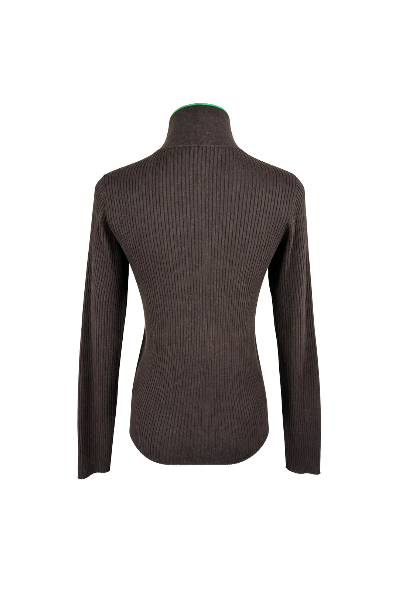 Max Simple Mock-Pocket Zip Cardigan Brown MSJJ266002B