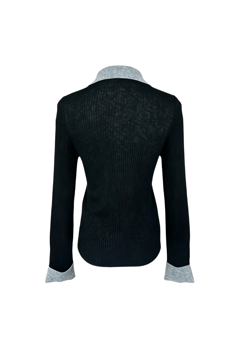 Max Simple Contrast Zip Top Black MSJJ266047B