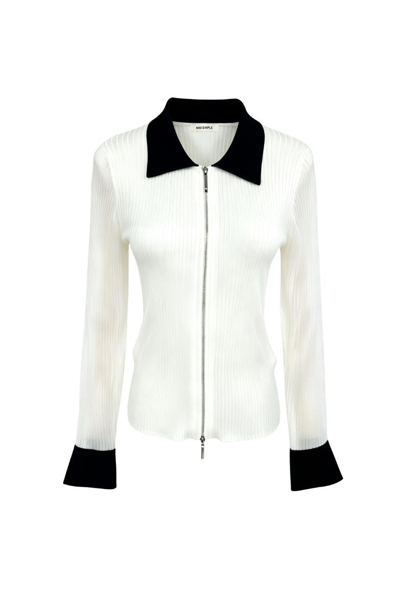 Max Simple Contrast Zip Top Sand  MSJJ266047S