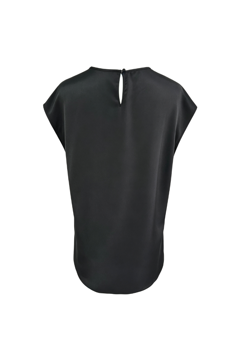 Max Simple Ruffled Silk Tank Black MSJM260571B
