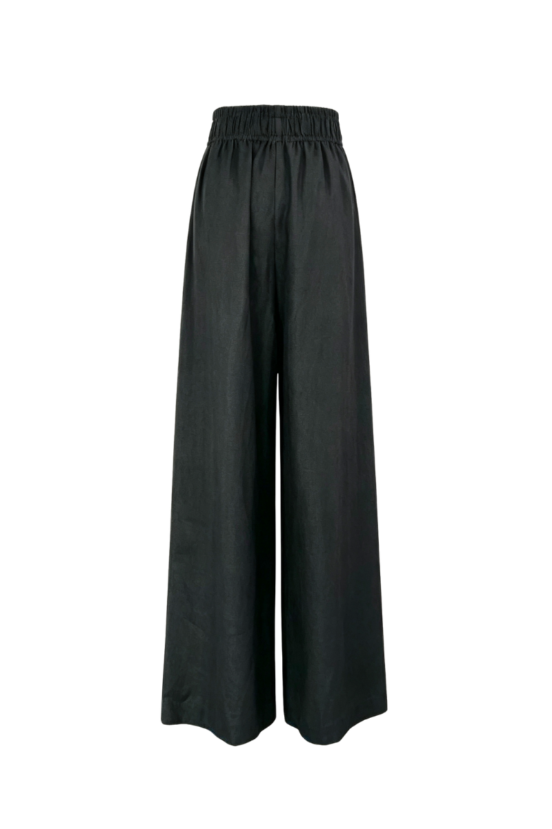 Max Simple Linen Pull-On Pants Black MSJM260617B