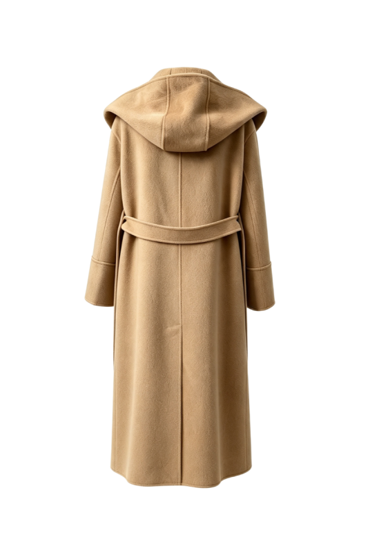 Max Simple Camel Hair Hooded Wrap Coat Camel MSJS266107C