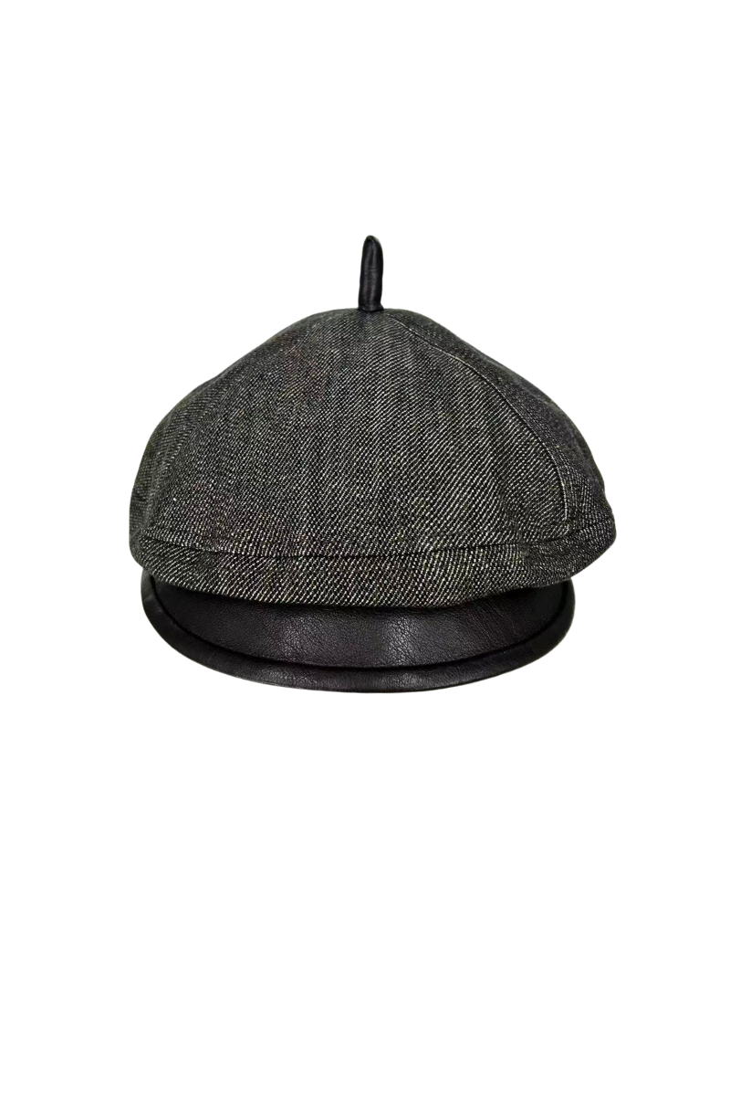 Max Simple Leather Brim Beret Brown MSKX260016B