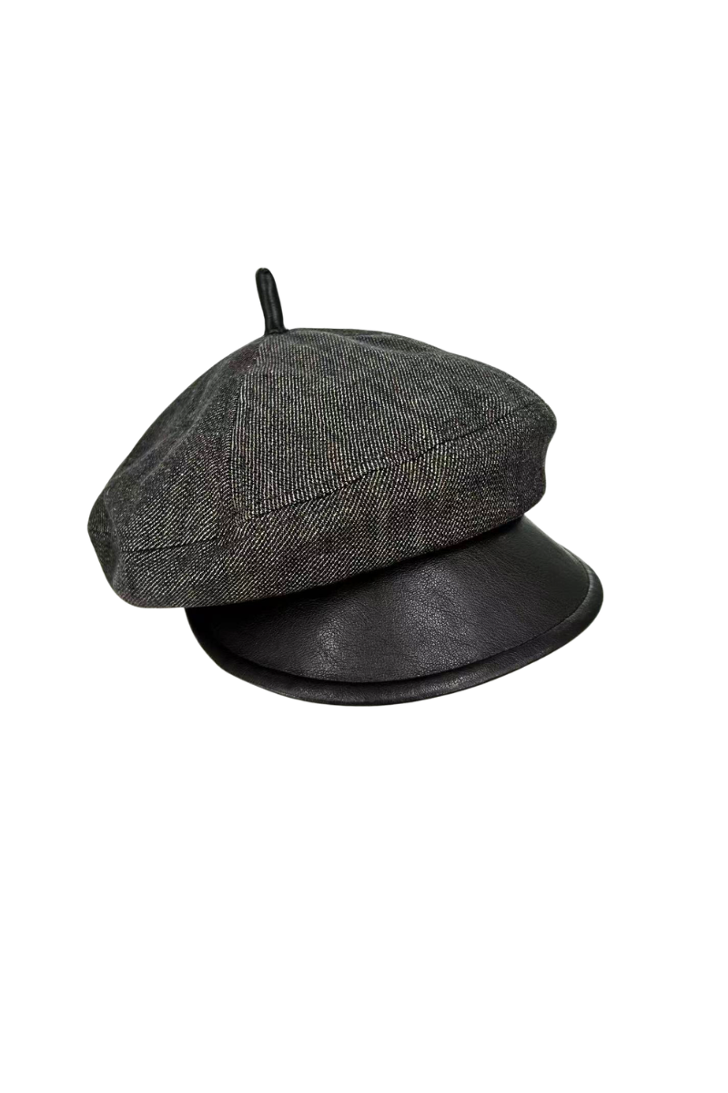 Max Simple Leather Brim Beret Brown MSKX260016B