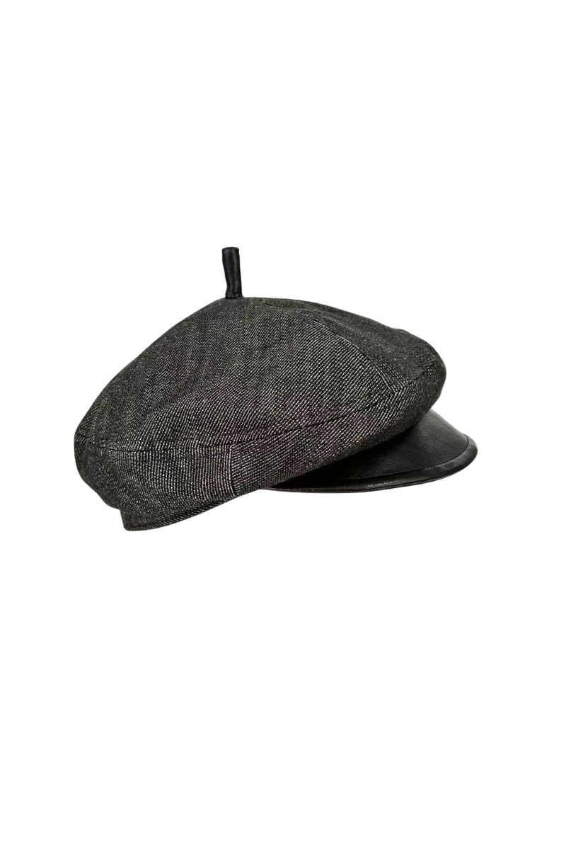 Max Simple Leather Brim Beret Brown MSKX260016B