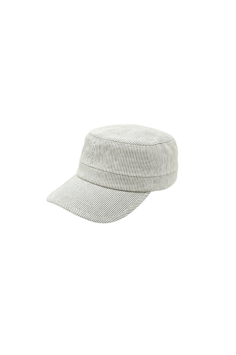 Max Simple Striped Military Cap White MSKX260095W