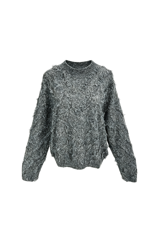 Max Simple Fringed Sweater Grey MSKY265189G