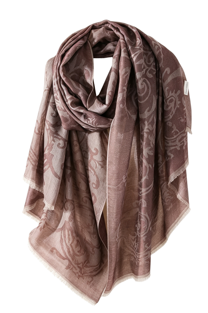Max Simple Cashmere Jacquard Butterfly Floral Scarf Brown MSRX266003B