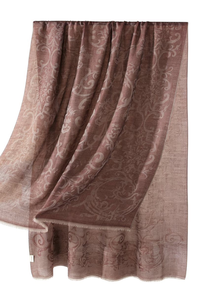 Max Simple Cashmere Jacquard Butterfly Floral Scarf Brown MSRX266003B