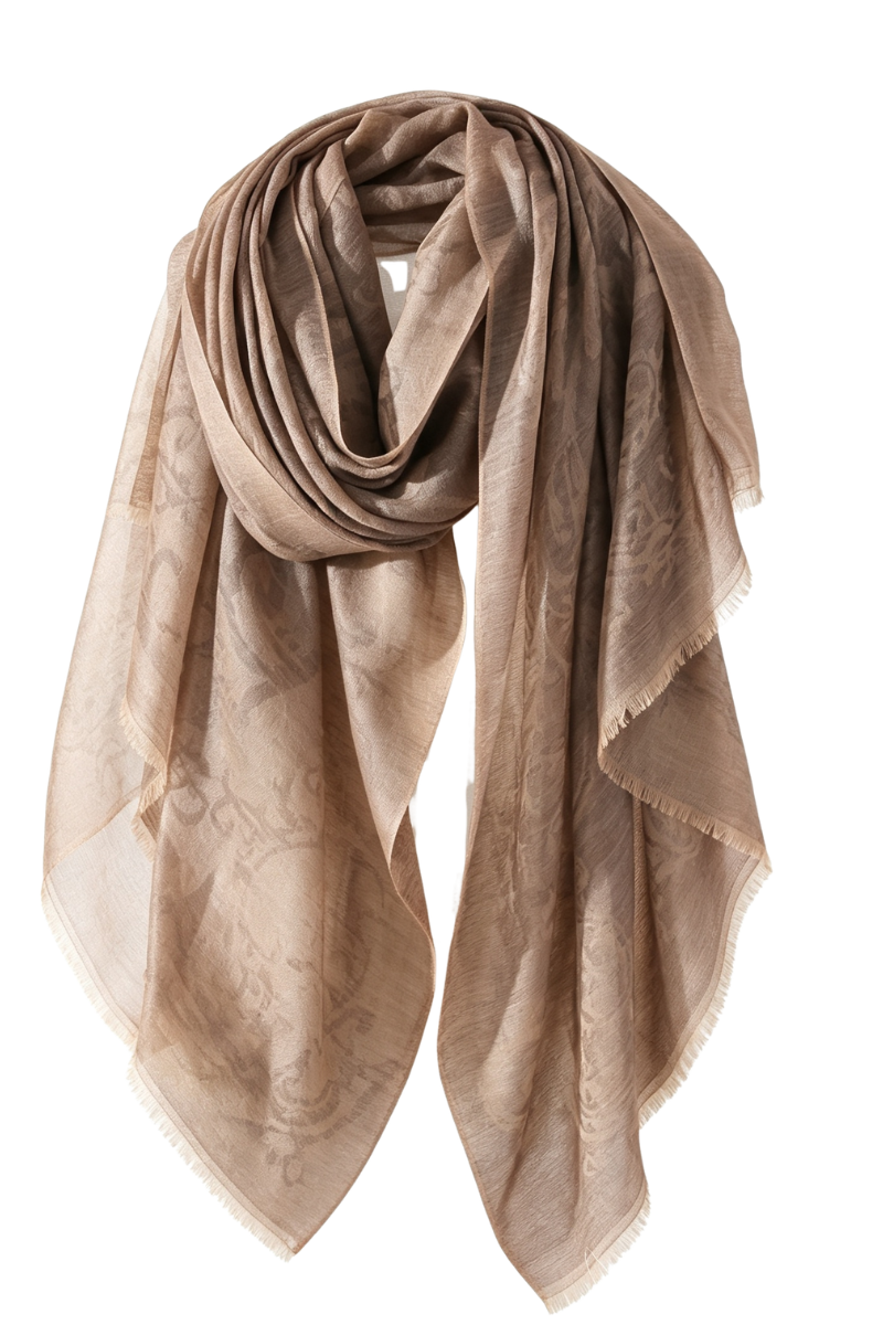 Max Simple Cashmere Jacquard Butterfly Floral Scarf Sandalwood MSRX266003S