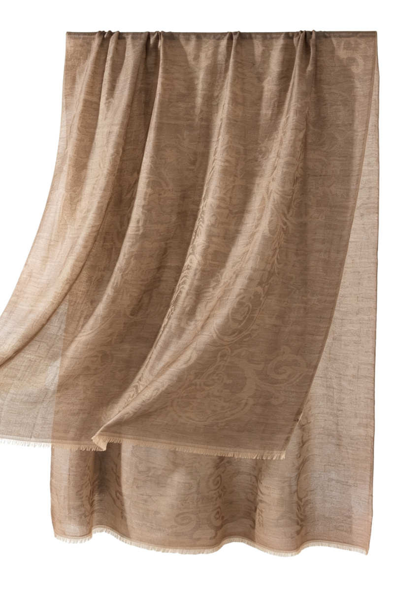 Max Simple Cashmere Jacquard Butterfly Floral Scarf Sandalwood MSRX266003S