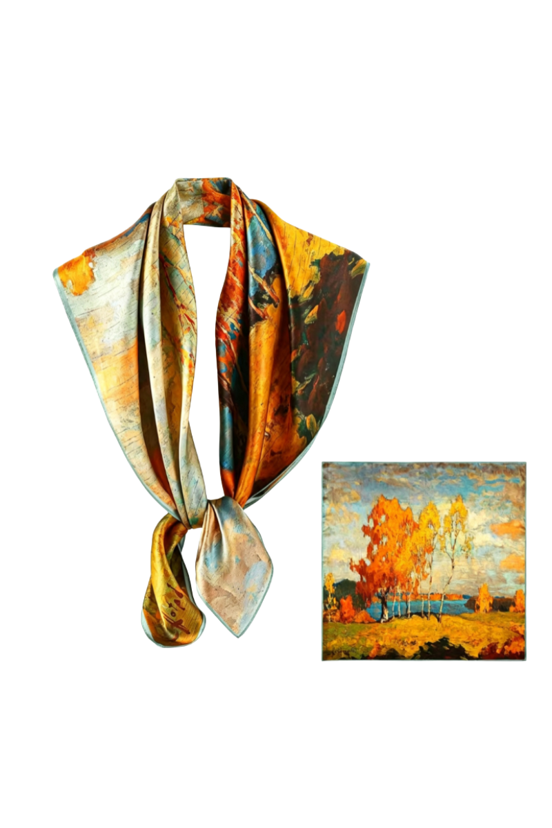 Max Simple Silk Autumn Square Scarf Gold MSXC260708G