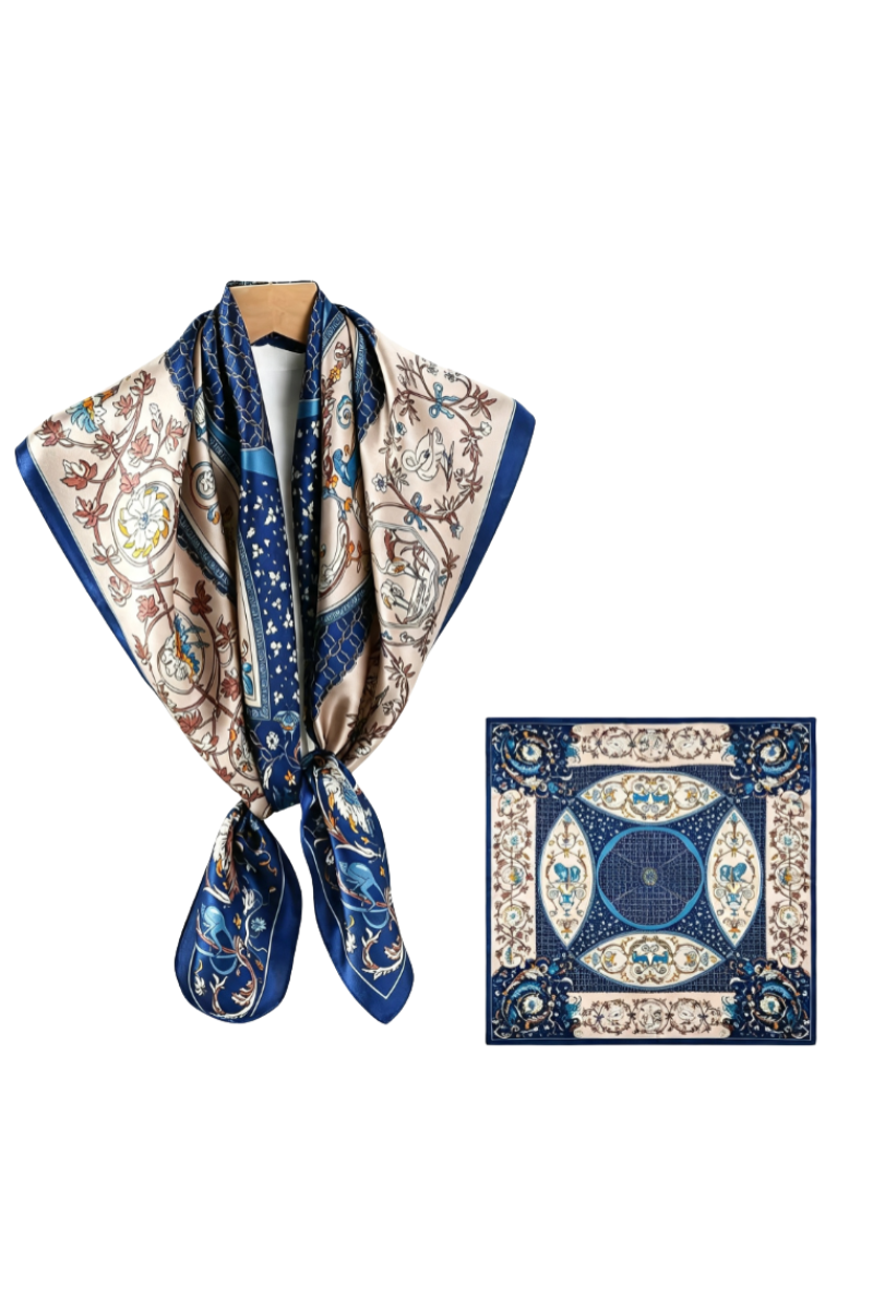Max Simple Silk Country Floral Square Scarf Midnight MSXC260710M