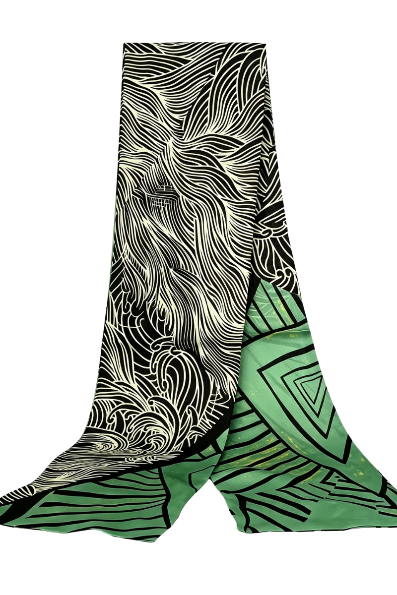 Max Simple Silk Ribbon Scarf 16*150 Green MSXC260717G