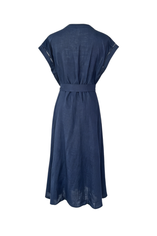 Max Simple Belted Shirt Dress Navy MSXS260062N