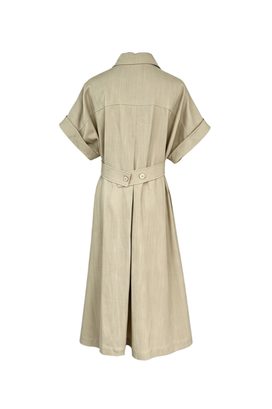 Max Simple Relaxed Shirt Dress Khaki MSXS260599K