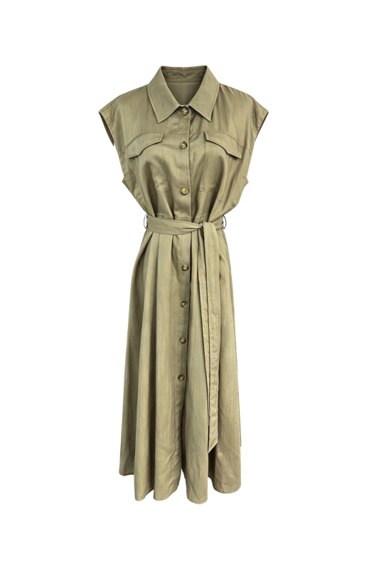 Max Simple Utility Shirt Dress Army Green MSXS265981A