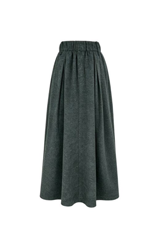 Max Simple Elastic-Waist Pleated Skirt Charcoal MSXZ261101C