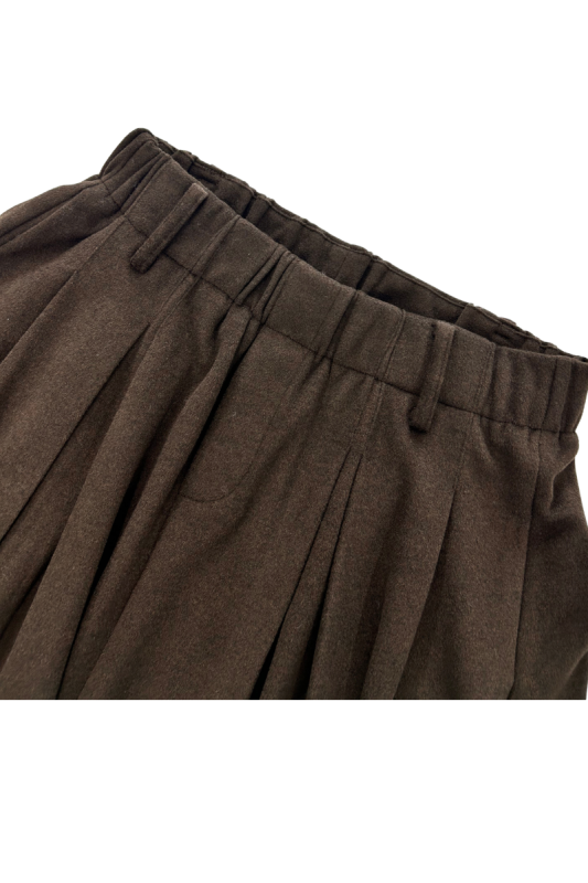Max Simple Elastic-Waist Pleated Skirt Brown MSXZ261101R
