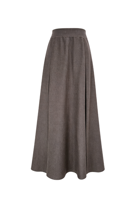 Max Simple Pleated Wool Skirt Brown MSXZ267137B
