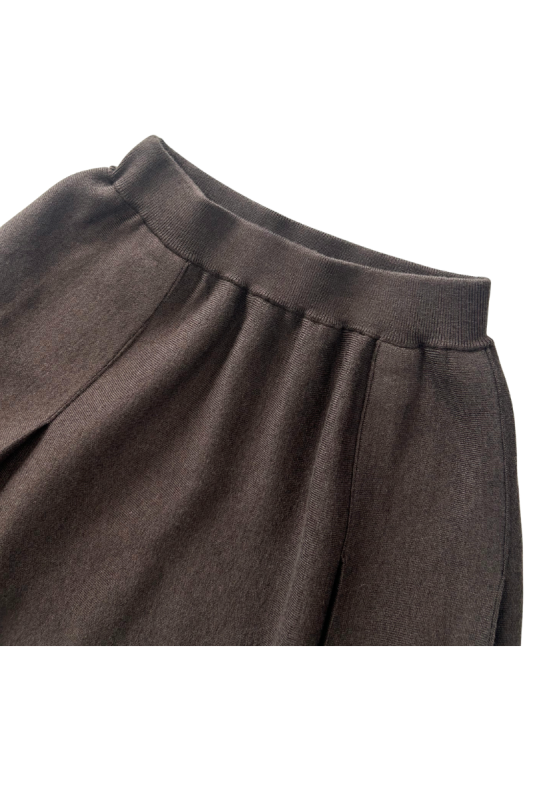 Max Simple Pleated Wool Skirt Brown MSXZ267137B