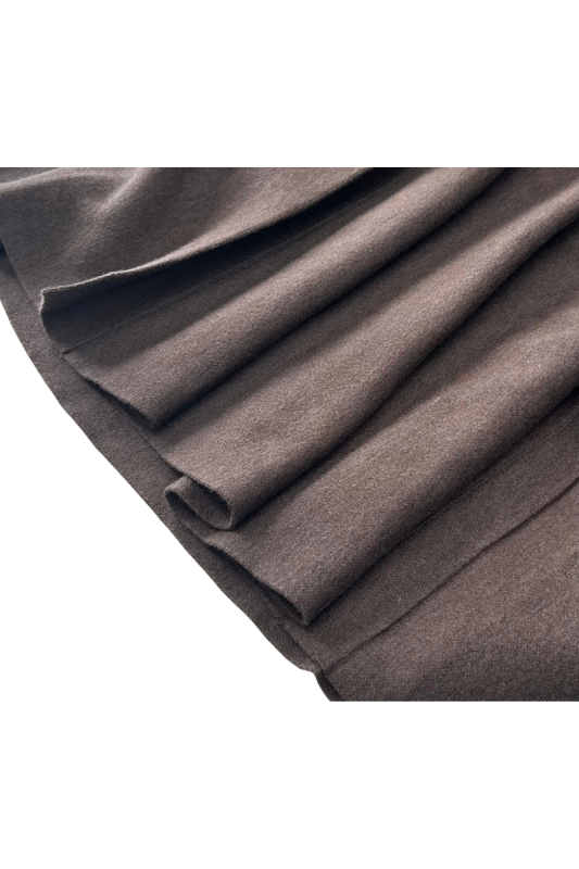 Max Simple Pleated Wool Skirt Brown MSXZ267137B