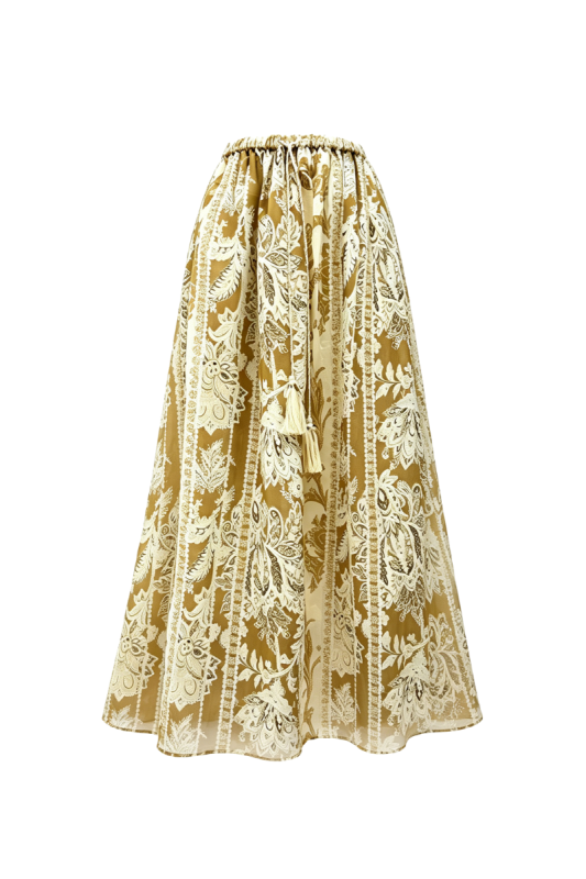 Max Simple Ramie Floral Print Skirt Autumn MSZH262306A