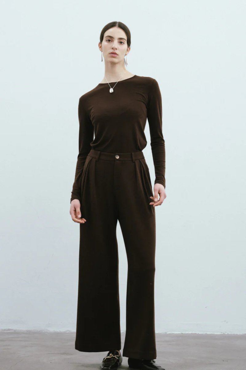 Max Simple Lyocell Wool Top_Mocca